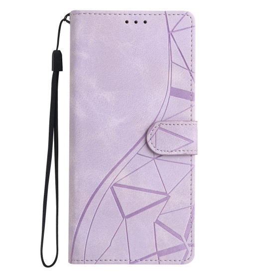 For Samsung Galaxy S23+ 5G Triangles Embossed Leather Phone Case(Purple)