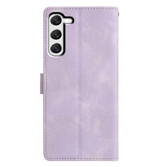 For Samsung Galaxy S23+ 5G Triangles Embossed Leather Phone Case(Purple)