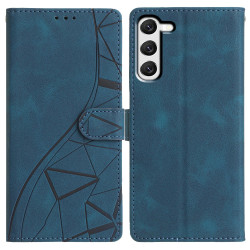 For Samsung Galaxy S23+ 5G Triangles Embossed Leather Phone Case(Blue)