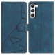 For Samsung Galaxy S23+ 5G Triangles Embossed Leather Phone Case(Blue)