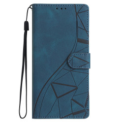 For Samsung Galaxy S23+ 5G Triangles Embossed Leather Phone Case(Blue)