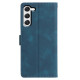 For Samsung Galaxy S23+ 5G Triangles Embossed Leather Phone Case(Blue)