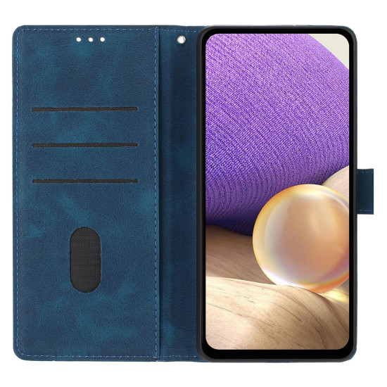 For Samsung Galaxy S23+ 5G Triangles Embossed Leather Phone Case(Blue)