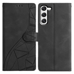 For Samsung Galaxy S23+ 5G Triangles Embossed Leather Phone Case(Black)