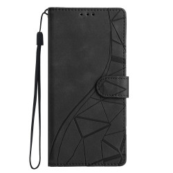For Samsung Galaxy S23+ 5G Triangles Embossed Leather Phone Case(Black)