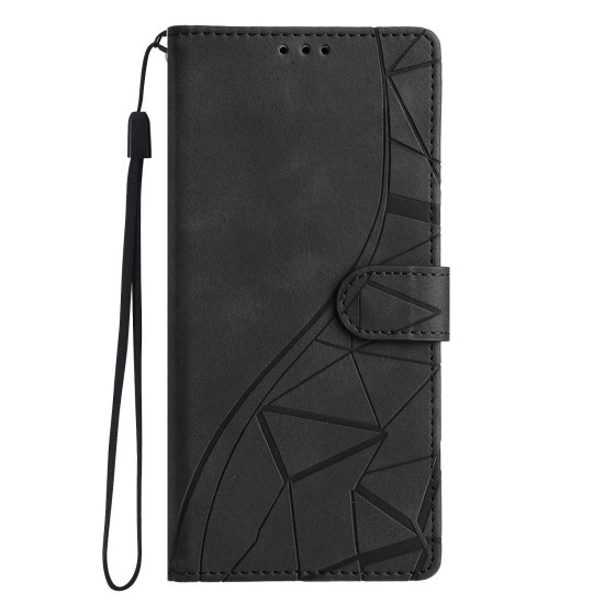 For Samsung Galaxy S23+ 5G Triangles Embossed Leather Phone Case(Black)