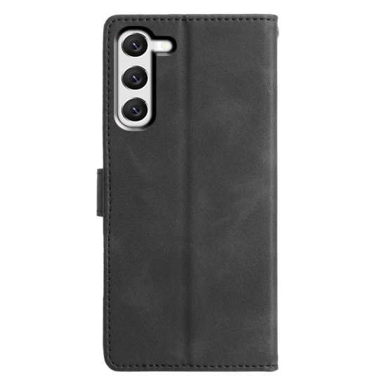 For Samsung Galaxy S23+ 5G Triangles Embossed Leather Phone Case(Black)