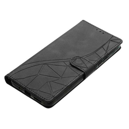 For Samsung Galaxy S23+ 5G Triangles Embossed Leather Phone Case(Black)