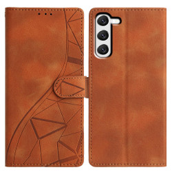 For Samsung Galaxy S23+ 5G Triangles Embossed Leather Phone Case(Brown)