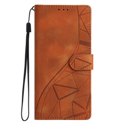 For Samsung Galaxy S23+ 5G Triangles Embossed Leather Phone Case(Brown)