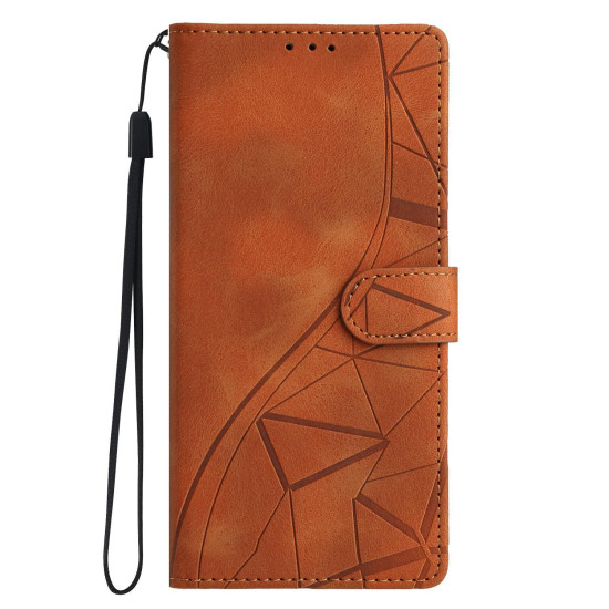 For Samsung Galaxy S23+ 5G Triangles Embossed Leather Phone Case(Brown)