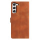 For Samsung Galaxy S23+ 5G Triangles Embossed Leather Phone Case(Brown)