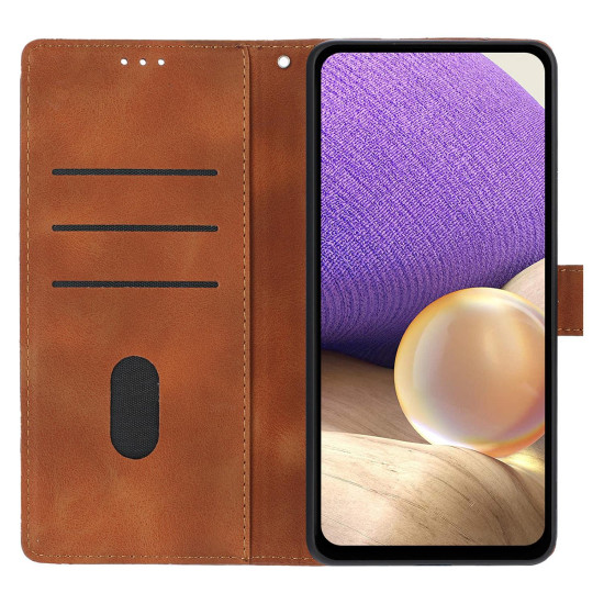 For Samsung Galaxy S23+ 5G Triangles Embossed Leather Phone Case(Brown)
