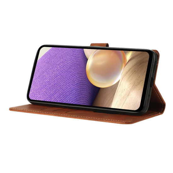 For Samsung Galaxy S23+ 5G Triangles Embossed Leather Phone Case(Brown)