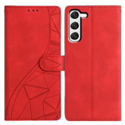 For Samsung Galaxy S23+ 5G Triangles Embossed Leather Phone Case(Red)