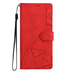 For Samsung Galaxy S23+ 5G Triangles Embossed Leather Phone Case(Red)