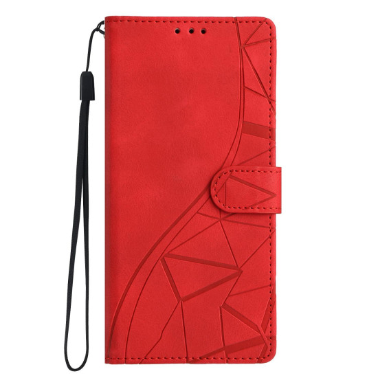 For Samsung Galaxy S23+ 5G Triangles Embossed Leather Phone Case(Red)