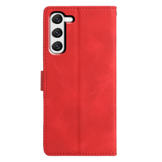 For Samsung Galaxy S23+ 5G Triangles Embossed Leather Phone Case(Red)