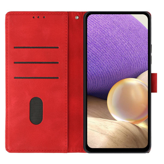 For Samsung Galaxy S23+ 5G Triangles Embossed Leather Phone Case(Red)