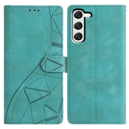 For Samsung Galaxy S23+ 5G Triangles Embossed Leather Phone Case(Green)