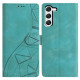 For Samsung Galaxy S23+ 5G Triangles Embossed Leather Phone Case(Green)