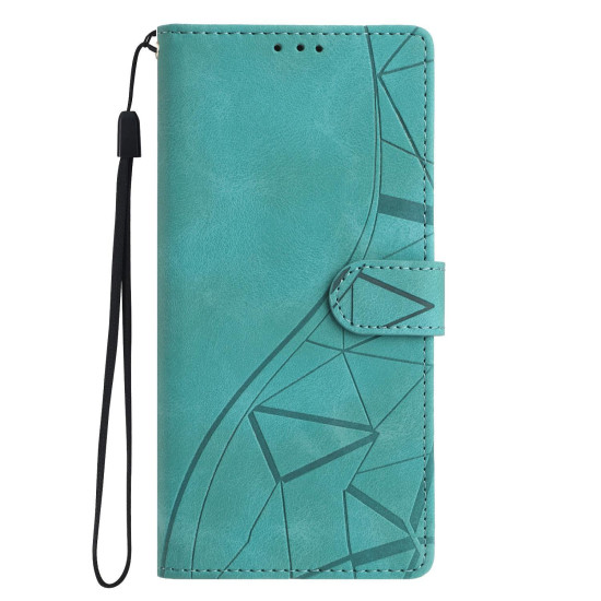 For Samsung Galaxy S23+ 5G Triangles Embossed Leather Phone Case(Green)