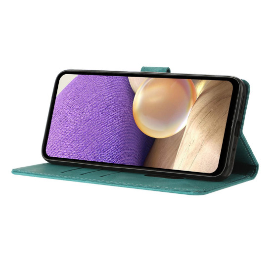 For Samsung Galaxy S23+ 5G Triangles Embossed Leather Phone Case(Green)
