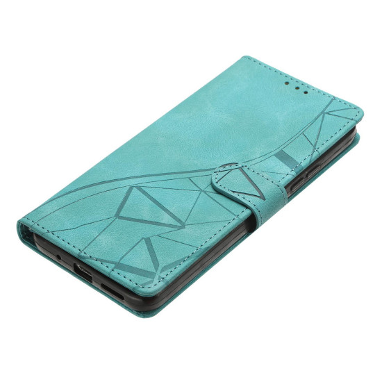 For Samsung Galaxy S23+ 5G Triangles Embossed Leather Phone Case(Green)