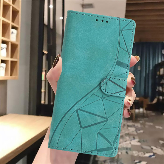 For Samsung Galaxy S23+ 5G Triangles Embossed Leather Phone Case(Green)