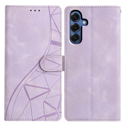 For Samsung Galaxy S24+ 5G Triangles Embossed Leather Phone Case(Purple)