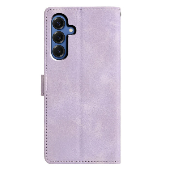 For Samsung Galaxy S24+ 5G Triangles Embossed Leather Phone Case(Purple)