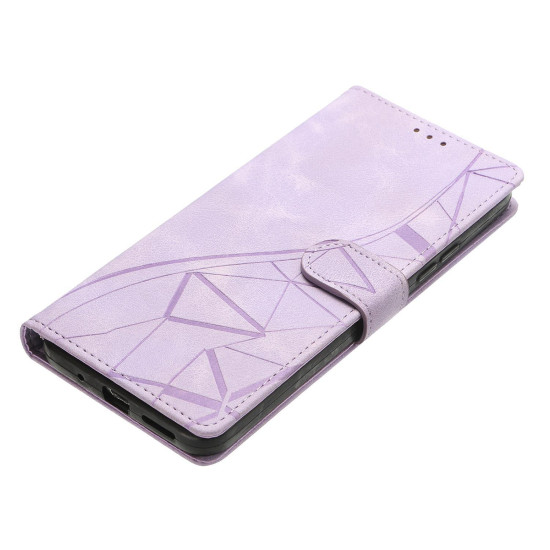 For Samsung Galaxy S24+ 5G Triangles Embossed Leather Phone Case(Purple)