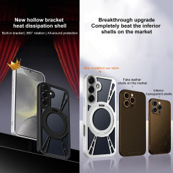 For Samsung Galaxy S24+ 5G Cooling Hollow Metal Holder MagSafe Phone Case(Black)