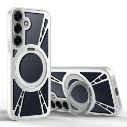 For Samsung Galaxy S24+ 5G Cooling Hollow Metal Holder MagSafe Phone Case(Silver)