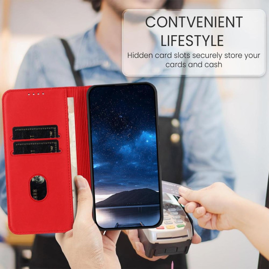 For Samsung Galaxy S23+ 5G Strong Magnetic Frosted Flip Leather Phone Case(Red)
