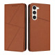 For Samsung Galaxy S23+ 5G Strong Magnetic Frosted Flip Leather Phone Case(Coffee Color)
