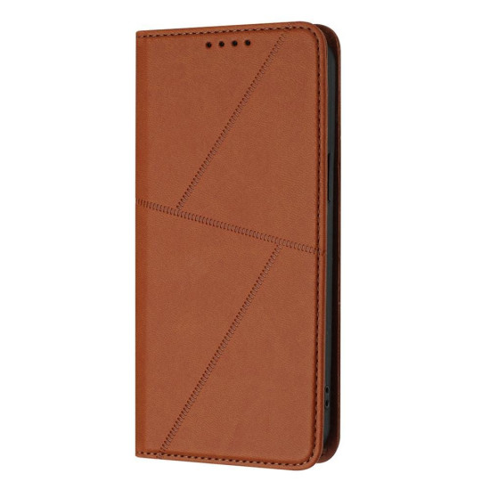 For Samsung Galaxy S23+ 5G Strong Magnetic Frosted Flip Leather Phone Case(Coffee Color)