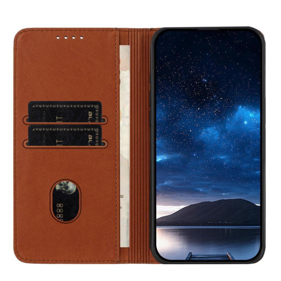 For Samsung Galaxy S23+ 5G Strong Magnetic Frosted Flip Leather Phone Case(Coffee Color)