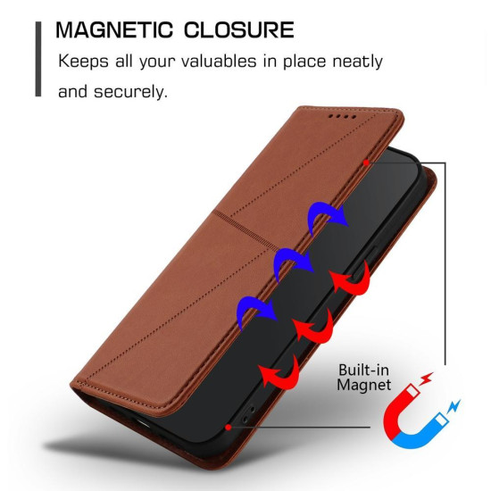 For Samsung Galaxy S23+ 5G Strong Magnetic Frosted Flip Leather Phone Case(Coffee Color)