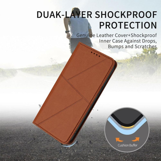 For Samsung Galaxy S23+ 5G Strong Magnetic Frosted Flip Leather Phone Case(Coffee Color)