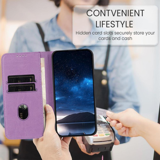 For Samsung Galaxy S23+ 5G Strong Magnetic Frosted Flip Leather Phone Case(Light Purple)