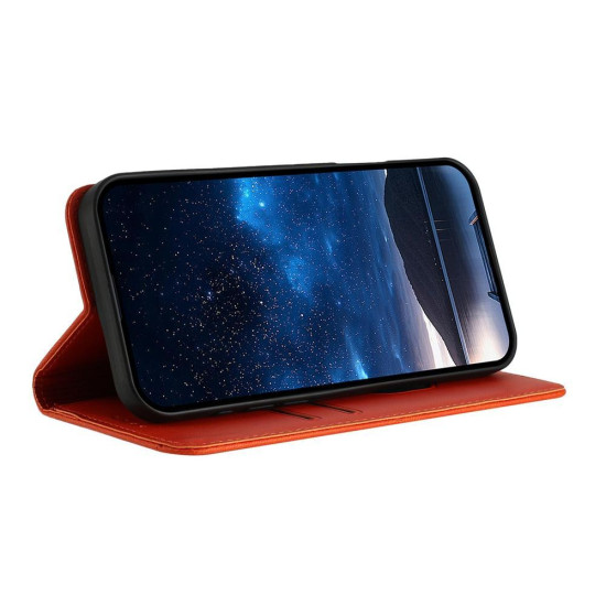 For Samsung Galaxy S23+ 5G Strong Magnetic Frosted Flip Leather Phone Case(Orange)