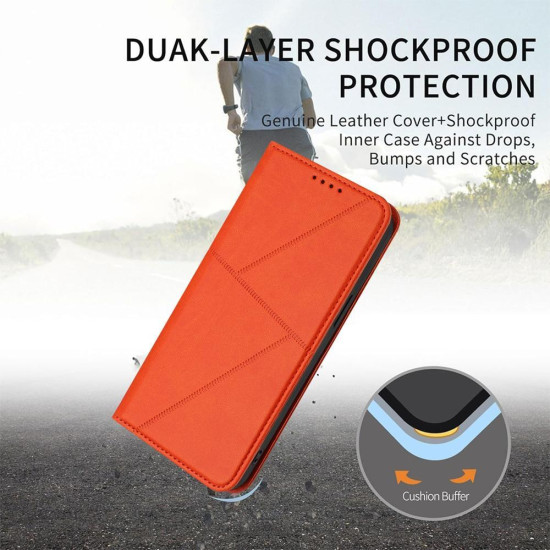For Samsung Galaxy S23+ 5G Strong Magnetic Frosted Flip Leather Phone Case(Orange)