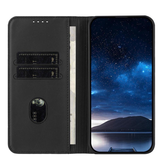 For Samsung Galaxy S23+ 5G Strong Magnetic Frosted Flip Leather Phone Case(Black)