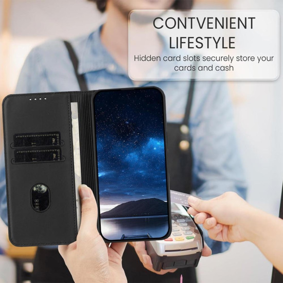 For Samsung Galaxy S23+ 5G Strong Magnetic Frosted Flip Leather Phone Case(Black)