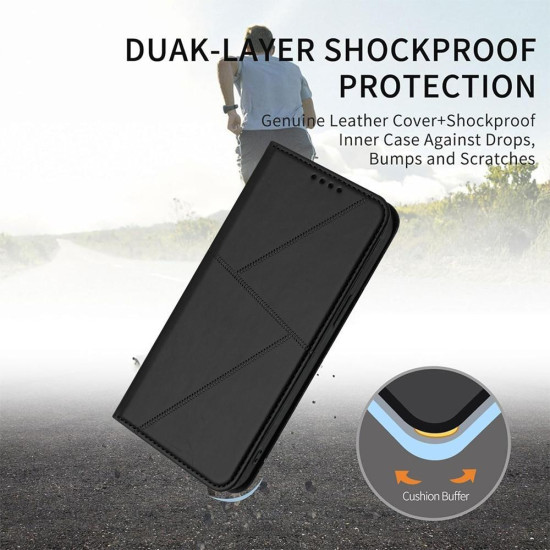 For Samsung Galaxy S23+ 5G Strong Magnetic Frosted Flip Leather Phone Case(Black)