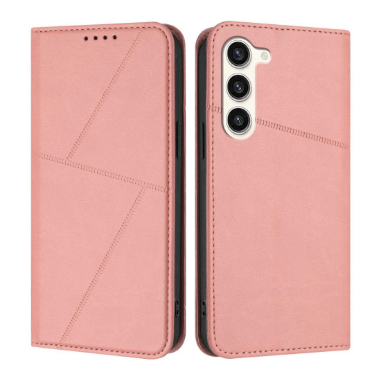 For Samsung Galaxy S23+ 5G Strong Magnetic Frosted Flip Leather Phone Case(Pink)