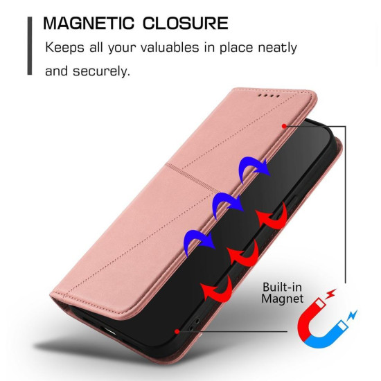 For Samsung Galaxy S23+ 5G Strong Magnetic Frosted Flip Leather Phone Case(Pink)