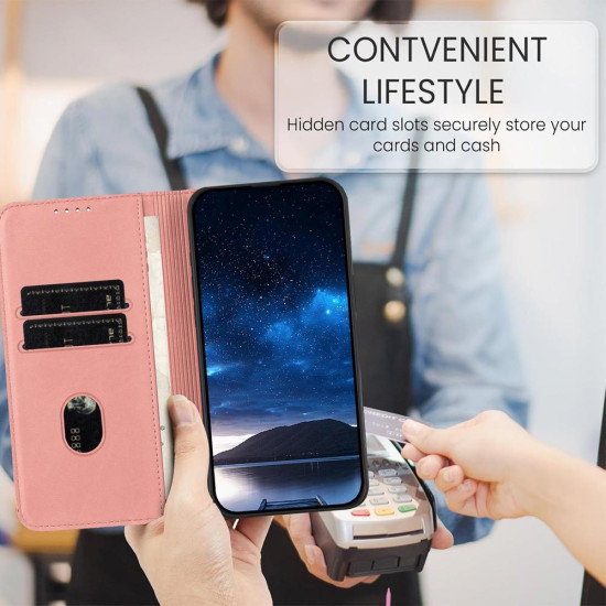 For Samsung Galaxy S23+ 5G Strong Magnetic Frosted Flip Leather Phone Case(Pink)