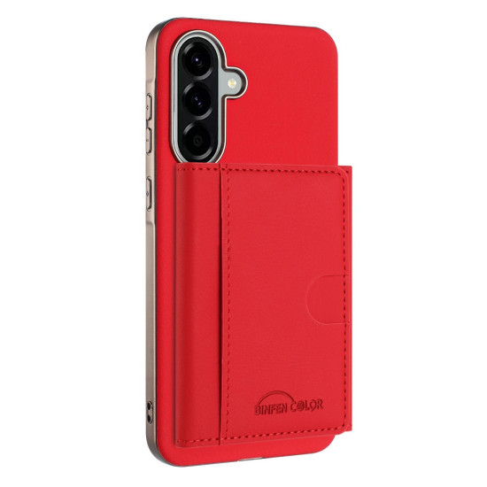 For Samsung Galaxy S24+ 5G Solid Color Horizontal Magnetic Card Bag RFID MagSafe Phone Case(Red)